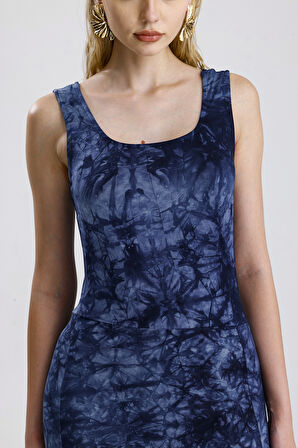 KOLSUZ KARE YAKA YIRMAÇLI ÖRME VİSKON ELBİSE | ELB36253 Laci Batik