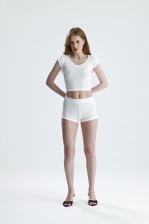 Bürümcük Kumaş Crop Bustiyer | BUST36323 Ekru