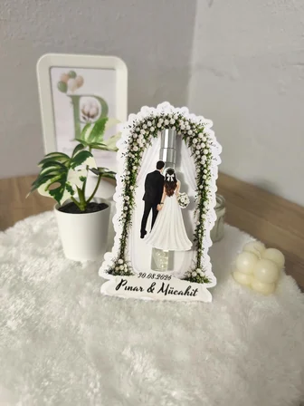 Pamuğum Atelier Kişiye Özel İsimli Gelin Damat Figürlü Düğün Kolonyası Şişesi Süsü Misafirler İçin Düğün, Nikah Hediyeliği (15 Adet)