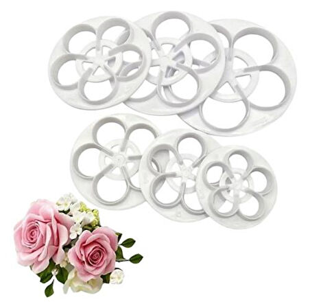 Şeker Hamuru Kalıbı Gül Yaprağı 6 lı