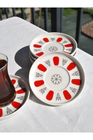 6'lı Porselen Dik Kenarlı Çay Tabağı 12 Cm Acem Modern Çay Tabak