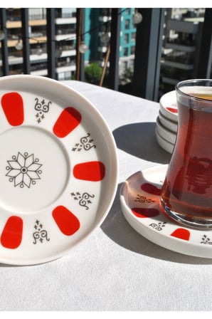 6'lı Porselen Dik Kenarlı Çay Tabağı 12 Cm Acem Modern Çay Tabak