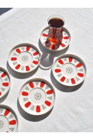 6'lı Porselen Dik Kenarlı Çay Tabağı 12 Cm Acem Modern Çay Tabak