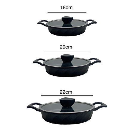 Vento 6 Parça Yanmaz Yapışmaz Titanyum Kaplama Sahan Seti 18-20-22 cm