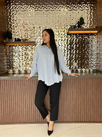 Sırt Dekolteli Oversize Basic Gömlek GMK08002