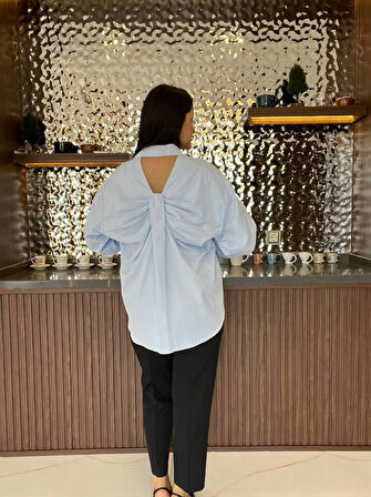 Sırt Dekolteli Oversize Basic Gömlek GMK08002