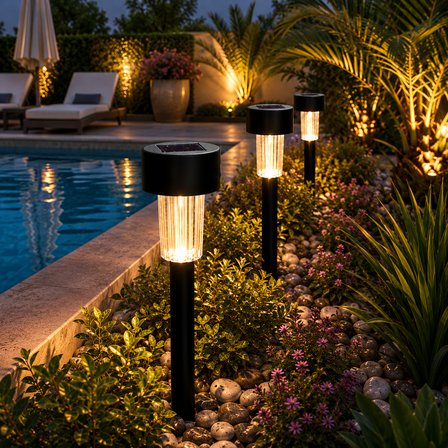 8 ADET GÜNEŞ ENERJİLİ SOLAR LAMBA BAHÇE AYDINLATMA IP65 SOLAR TORCH LAMP 34 CM PİLSİZ LED IŞIKLI
