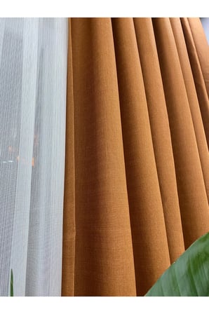 Kiremit Rengi Keten Fon Perde – 1/3 Sık Pileli