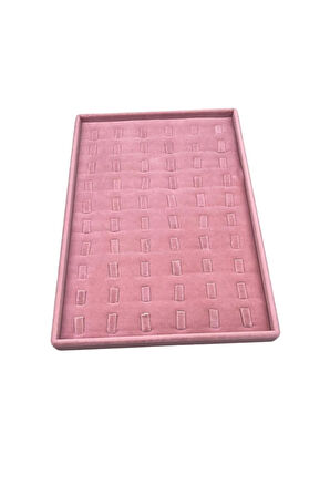 Yerli Üretim Süet Kumaş Pembe 34/24 Cm Dikine Tırnaklı Çekmece Içi Yüzük Tablası