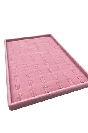 Yerli Üretim Süet Kumaş Pembe 34/24 Cm Dikine Tırnaklı Çekmece Içi Yüzük Tablası