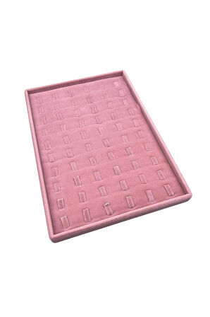 Yerli Üretim Süet Kumaş Pembe 34/24 Cm Dikine Tırnaklı Çekmece Içi Yüzük Tablası