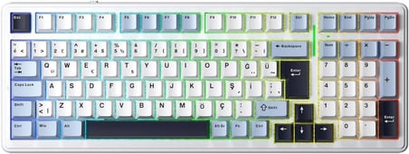 Aula F99 Siyah-Beyaz RGB GrayWood V3 Switch Kablolu/Kablosuz Mekanik Oyuncu Klavyesi(OUTLET)