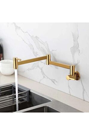 Mutfak Ocak Üstü Musluk Pot Yeni Model Gold Altın Dore Renk Ithal 7 Yıl Garantili
