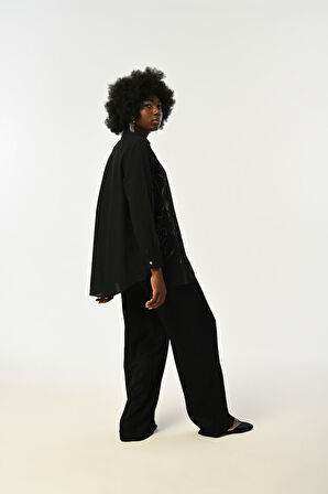 KADIN PUL VE NAKIŞ İŞLEMELİ OVERSİZE GÖMLEK