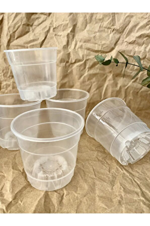 Orkide Üretim Saksısı Şeffaf Orkide Çiçeği Saksı 10 Adet 0,75 Litre Tabaksız Delikli Saksılar