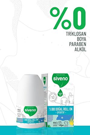 Siveno %100 Doğal Roll-On Sportif Sporcu Deodorant Ter Kokusu Önleyici Bitkisel Lekesiz 50 ml X2 Adet