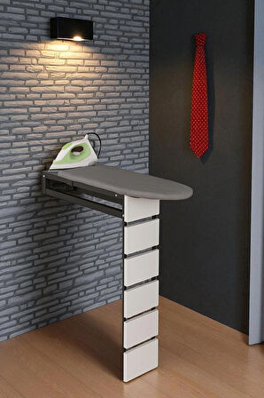 Ütü Masası Papatya Duvara Monte Katlanabilir Ütü Masası Pratik Sağlam Metal Yapılı Beyaz