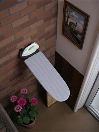 Ütü Masası Papatya Duvara Monte Katlanabilir Ütü Masası Pratik Sağlam Metal Yapılı Ceviz Renk