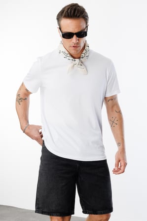 Erkek T-shirt %100 Pamuk Regular Fit Standart Kesim Bisiklet Yaka Basic Tişört BASIC-t-shirt1