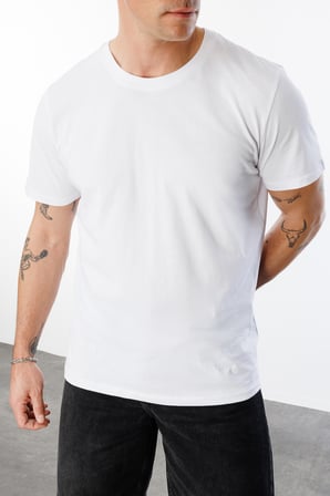 Erkek T-shirt %100 Pamuk Regular Fit Standart Kesim Bisiklet Yaka Basic Tişört BASIC-t-shirt1