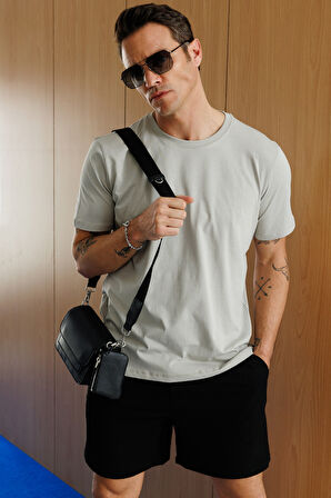 Erkek T-shirt %100 Pamuk Regular Fit Standart Kesim Bisiklet Yaka Basic Tişört BASIC-t-shirt1