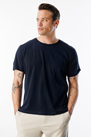Erkek T-shirt %100 Pamuk Regular Fit Standart Kesim Bisiklet Yaka Basic Tişört BASIC-t-shirt1