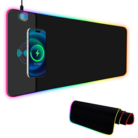  Xl Rgb Gami̇ng Mouse Pad Wireless Telefon Şarj Destekli̇ 14 Modlu 300x800x4mm