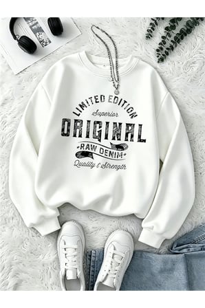 Unisex Original Baskılı Bisiklet Yaka Sweatshirt