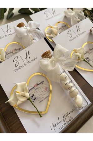 Magnet ve Nikah Şekeri Hediyelik 5 Adet Nikah, Kına, Söz, Nişan Hediyelik