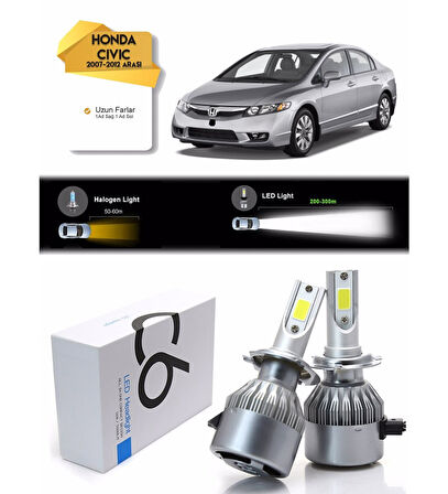 Honda Civic Uzun Far Şimşek Etkili Led Xenon 2007-2012 Arası