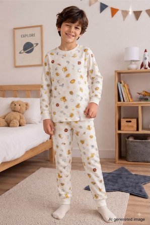 Erkek Çocuk Yeni Sezon Pamuklu Desenli Pijama Takım TKM1022