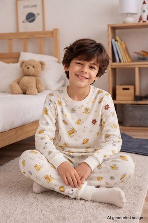 Erkek Çocuk Yeni Sezon Pamuklu Desenli Pijama Takım TKM1022