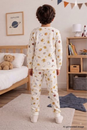 Erkek Çocuk Yeni Sezon Pamuklu Desenli Pijama Takım TKM1022