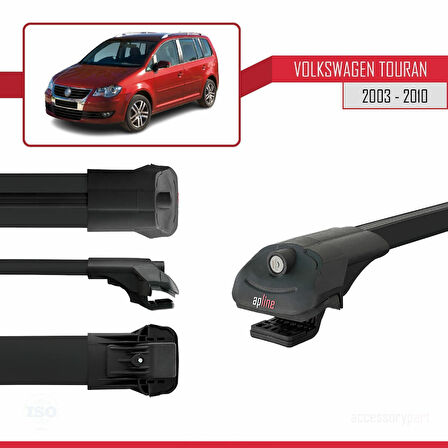 Volkswagen Touran (1T) Pre-Facelift 2003-2010 Arası ile Uyumlu ACE-1 Ara Atkı Tavan Barı Siyah 2 Adet