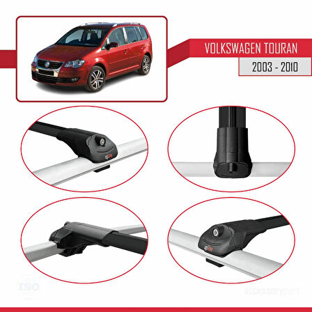Volkswagen Touran (1T) Pre-Facelift 2003-2010 Arası ile Uyumlu ACE-1 Ara Atkı Tavan Barı Siyah 2 Adet