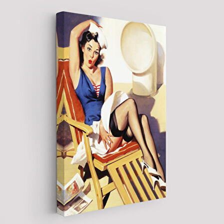 Sailor Pin Up Dekoratif Duvar Tablosu - Denizci Kız-6459