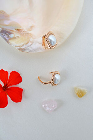 Retro Kare Model İnci Küpe Halka Dayanıklı