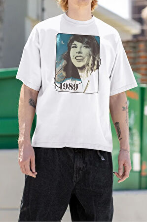 1989 Taylor Swift Baskılı Unisex Tişört, Oversize Şarkıcı Tişört