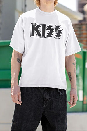 Rock Metal Müzik Grubu Kiss Yazılı Oversize Unisex Tişört