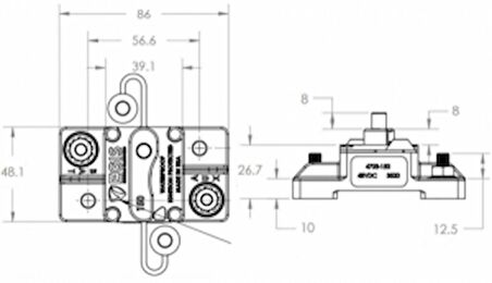 EGIS 4703 Serisi Termal Devre Kesici Sigorta 12V / 24V / 36V / 48V DC uygulamalarda kullanıma uygun