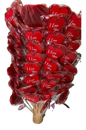 I LOVE YOU BASKILI KALPLİ SOSYETE ŞEKERİ 50 ADET LOLİPOP 14 ŞUBAT SEVGİLİ HEDİYE
