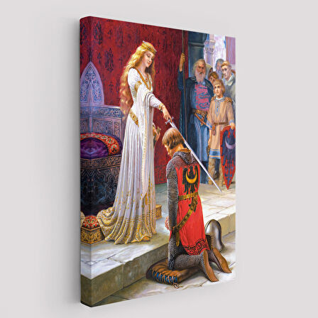 The Accolade - Edmund Blair Leighton Şövalyenin Kraliçeye Sadakat Tablosu-6460