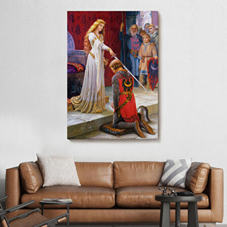 The Accolade - Edmund Blair Leighton Şövalyenin Kraliçeye Sadakat Tablosu-6460