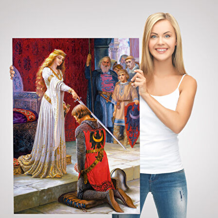 The Accolade - Edmund Blair Leighton Şövalyenin Kraliçeye Sadakat Tablosu-6460