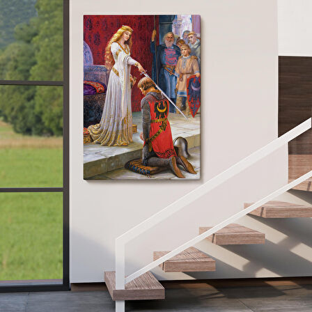 The Accolade - Edmund Blair Leighton Şövalyenin Kraliçeye Sadakat Tablosu-6460