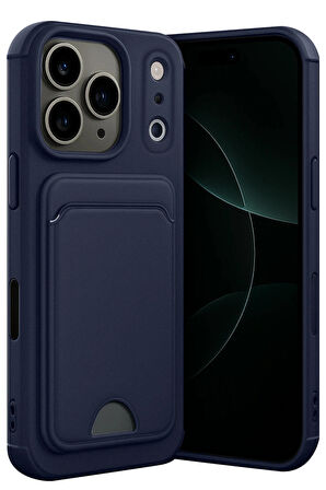 iPhone 17 Pro Max ile Uyumlu Kart Bölmeli Premium Silikon Kılıf – Kelvin Serisi, Arka Kart Yuvalı, Soft Touch Mat Doku, Ultra İnce ve Parmak İzi Tutmaz Tasarım