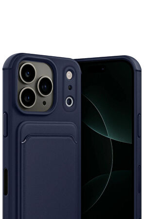 iPhone 17 Pro Max ile Uyumlu Kart Bölmeli Premium Silikon Kılıf – Kelvin Serisi, Arka Kart Yuvalı, Soft Touch Mat Doku, Ultra İnce ve Parmak İzi Tutmaz Tasarım