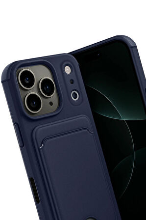 iPhone 17 Pro Max ile Uyumlu Kart Bölmeli Premium Silikon Kılıf – Kelvin Serisi, Arka Kart Yuvalı, Soft Touch Mat Doku, Ultra İnce ve Parmak İzi Tutmaz Tasarım