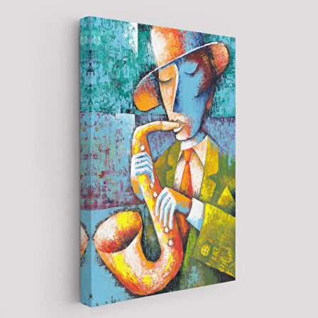 Saksafon Çalan Adam Kanvas Tablo-6461