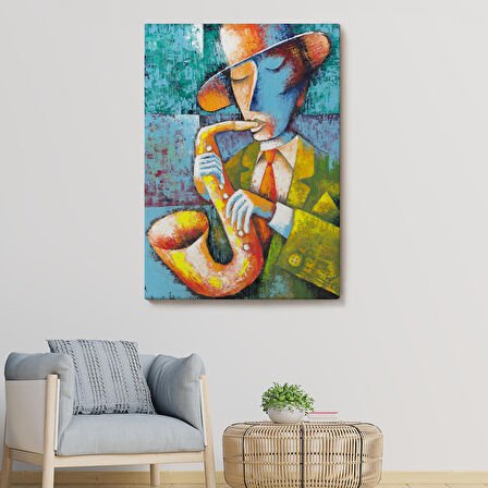 Saksafon Çalan Adam Kanvas Tablo-6461